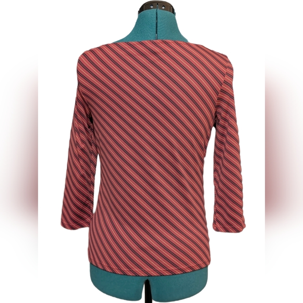 NWT The Limited Stretch Collection Diagonal Striped 3/4 Sleeve Top - Picture 5 of 9